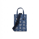 MCM mėlynos džinsinės Visetos mini rankinė per petį su reguliuojamu dirželiu kasdieniam naudojimui Basic Set (Bag+Dust Bag)