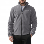 Fleece striukė vyrams, su pilnu užtrauktuku, lengva, su stovinčia apykakle, &scaron;ilta striukė, laisvalaikio, lauko, vėjui atsparus paltas su ki&scaron;enėmis, vyri&scaron;ka taktinė žiemos/rudens striukė M tamsiai pilka spalva