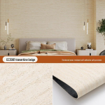 Itin plonas 3D mink&scaron;tas romėni&scaron;ko travertino lankstus sienų skydelis - lipdukas remontui 60cm x 2.8m Roll brown