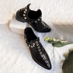 Moteri&scaron;ki Ankle Boots Rudeniniai Universalūs Smailūs Kniedyti Personalizuoti Trumpi Batai Moterims 39 black