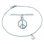 Les Tr&eacute;sors De Lily [J2071] - Cha&icirc;ne Cheville Argent 'Peace' argent&eacute; - 25 cm 7 mm