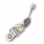 Les Tr&eacute;sors De Lily [K0660] - Body Piercing 'Tong' blanc argent&eacute;
