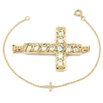 Les Tr&eacute;sors De Lily [L4333] - Bracelet Plaqu&eacute; Or 'Croix' blanc dor&eacute; - 10x7 mm