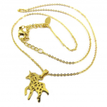 Les Tr&eacute;sors De Lily [P8067] - Collier acier 'Licorne My Unicorn' dor&eacute; - 15x15 mm ry&scaron;kiai rožinė