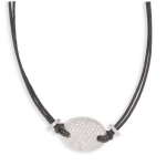 Les Tr&eacute;sors De Lily [Q2698] - Collier Argent 'Grain de Caf&eacute;' blanc argent&eacute; - 20x18 mm