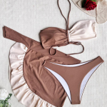 Moteri&scaron;ki maudymosi kostiumai Colorblock Halter Wrap string Sexy Bikini Brazilian Beachwear Maudymosi kostiumėliai