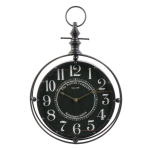 Les Tr&eacute;sors De Lily [A1213] - Horloge Murale m&eacute;tal 'Gousset' noir (the British Company) - 53x36 cm