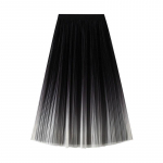 Qooth Moteri&scaron;kas elastingas juosmens gradiento klostuotas Midi sijonas Eleganti&scaron;kas apverčiamas ne&scaron;iojamas A formos sijonas vasaros pavasariui QT2102 One Size chaki
