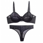 Candy Color apatinio trikotažo rinkinys moterims Vasaros itin plonas Push Up liemenėlės rinkinys Prancūzi&scaron;kas seksualus bralette nėrinių audinio kvėpuojantis liemenėlių dirželių rinkinys S juoda