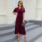 GMXIA moteri&scaron;kos mados vasaros pavasario vienspalvės paprastos suknelės trumpomis rankovėmis V formos i&scaron;kirpte S