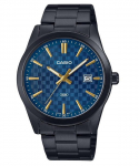 Casio Standartinis analoginis juodais jonais dengtas nerūdijančio plieno mėlynas kvarcinis ciferblatas MTP-VD03B-2A vyri&scaron;kas laikrodis mėlyna
