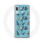 Coque pour Samsung Galaxy A20e Papillons Fond Bleu