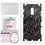 apgo Protective Skin Sticker for the back+sides compatible with Samsung Galaxy A6+ (2018), Full Wrap Film, Foil, Vinyl - Pattern Carbon Black Pixel