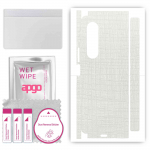 apgo Protective Skin Sticker for the back+sides compatible with Samsung Galaxy Z Fold 3, Full Wrap Film, Foil, Vinyl - Pattern White Fabric