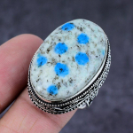 Natural K2 Azurite Gemstone Handmade 925 Sterling Silver Jewelry Ring S.7 t1f23