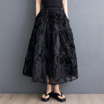 plus size High waist vintage floral Summer casual loose long for woman skirts womens skirt
