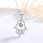 Sterling Silver S925 Palm Turkish Eye Pakabukas Madinga Asmenybė Sterling Silver Moterų karoliai sidabras