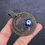 Blue Evil Eye Gemstone Handmade Copper Wire Wrap Jewelry Pendant 2.60 u3q96