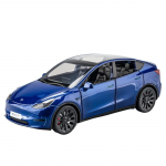 1/24 Tesla Model Y su įkrovimo stotele Lydinio automobilis Die Cast Žaislinio automobilio modelis Garsas ir &scaron;viesa Vaikų kolekciniai daiktai Dovana mėlyna