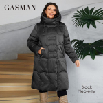 GASMAN 2024 Moteri&scaron;ka žieminė pūkinė striukė ilga klasikinio dizaino ki&scaron;enė su užtrauktuku moteri&scaron;ka vienspalvė paltas laisvalaikis plius dydis parkas 88599 4XL juoda