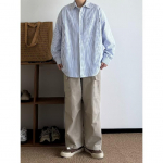 2024 m. raidės ilgomis rankovėmis mar&scaron;kinėliai japoni&scaron;ko Honkongo stiliaus laisvi mar&scaron;kinėliai berniukams, vasari&scaron;ki, madingi, universalūs, laisvalaikio paltai M mėlyna