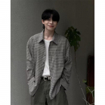 2024 m. raidės ilgomis rankovėmis mar&scaron;kinėliai japoni&scaron;ko Honkongo stiliaus laisvi mar&scaron;kinėliai berniukams, vasari&scaron;ki, madingi, universalūs, laisvalaikio paltai M chaki