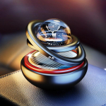 Automobilio Aromaterapinis Kvepalas Saulės Energija Dvigubas Žiedas Magnetinė Levitacija Besisukantis Auk&scaron;tos Klasės Lengvo Aromato Ornamentas 1 vnt. juoda