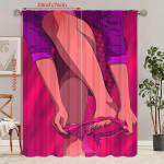 2vnt- Valentino dienos personažų spauda - Spausdinta užuolaida - Poliesterio medžiaga - Tinka miegamajam, svetainei, darbo kambariui, 30Wx65L(76x165CM)x2