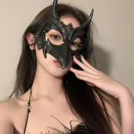 Kalėdinė dvimatė pusės veido kaukė, Drakono Dievas Yasha, Helovino Cos persirengimo pusės veido kaukė, Burnos uždangalas White Dragon God Mask (TS1155-1)