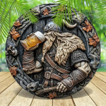 Vikingų karys aliuminio ženklas Patvarus 2D efekto metalinis sienų menas namų sodui miegamajam garažo dekorui Puiki dovana vikingų gerbėjams 20x20cm