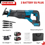 ONEVAN 10000SPM Elektrinis tiesinio pjūklo įrankis, belaidis, įkraunamas, daugiafunkcinis pjūklas, metalo ir medžio pjovimo įrankiai 21V 18V baterijai 2 Battery Set