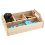 Plateau Organiseur de bureau - MegaCrea DIY - 19,8 x 14,9 x 6,2 cm - Bois - Beige - 4 Compartiments