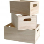 Caisses de rangement - Non sp&eacute;cifi&eacute; - 3 pi&egrave;ces - Bois brut - Mixte - Beige juoda/žalia