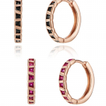 ELLE Jewelry 14K Spalvingas Žiedas Vieno Paspaudimo Auskarai (Auksinis segtukas) ELGPEE428 Ruby