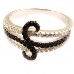 Bague Argent 'Scarlett' noir blanc