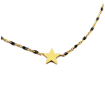 Les Tr&eacute;sors De Lily [R0210] - Collier cr&eacute;ateur acier 'Une Etoile est N&eacute;e' noir dor&eacute; - 10x10 mm juoda