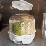 6 tinkliniai grūdų dozatoriai, ryžių kibirai, džiovinami maisto indeliai, skirti kepimui