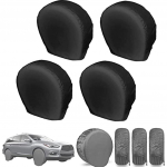 &bdquo;Land Tire Covers&ldquo; 4 vnt. pakuotė &ndash; tvirti padangų ratlankių apsaugos sunkvežimiui, visureigiui, priekabai, kemperiui, RV &scaron;eimos automobiliui &ndash; universalūs, tinka padangų skersmenims, kurių skersmuo 26&ndash;32 coliai, juodi (L
