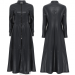 &bdquo;Steampunk&ldquo; stiliaus gotikinis motociklininko paltas &bdquo;Disco Party&ldquo; ilgas paltas Dirbtinės odos &bdquo;Trench Coat&ldquo; striukė apsiausta Suknelė su užtrauktuku iki kulk&scaron;nies, moterims, vyrams 3XL juoda