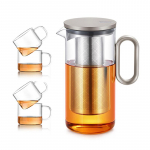 Samadoyo Kar&scaron;čiui atsparus stiklinis arbatinukas Aliuminio lydinio puodelio dangtelis Modernus arbatinukas su filtru Arbatinukas Virimo puodas Arbatos rinkinys 900ML 900ML+150ML*4 auksas