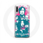 Coque pour Samsung Galaxy A50 Squid Game Affiche personnages logo