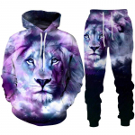 Personality Lion 3D Print Hoodies/Trening kostiumas Vyri&scaron;ki megztiniai su gobtuvu + kelnės bėgimo kostiumas Hip Hop vyri&scaron;kų gatvės drabužių komplektas L