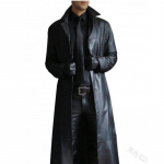 Vyri&scaron;ka striukė, apverčiama apykakle, lygi dirbtinės odos vyri&scaron;ki rudeniniai paltai, atsparūs vėjui, gatvių apranga Slim Fit, ilgomis rankovėmis, vyri&scaron;kas paltas S juoda
