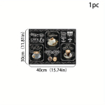 1 vnt Guminis džiovinimo kilimėlis su retro kavos stalo reikmenimis, skirta kavinei restoranui virtuvės kiliminei indai Patvarus diatominis purvo stalo kilimėlis naminių gyvūnėlių kilimėliui Kavos reikmenys 30*40 CM