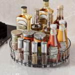 360 Besisukantis padėklas Prieskonių lentynos laikymo pasukamas pagrindas Virtuvės tvarkyklė virtuvei balta