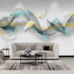 Tapetai Modernūs 3d Plunksna Marmuras Freska Svetainė TV Sofa Miegamasis Fono Sienų Popierius 200 cm(W) x 140 cm(H)