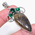 Natural Labradorite, Diopside 925 Sterling Silver Jewelry Pendant 2.48 n6r77