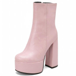 Platforminiai moteri&scaron;ki ankle boots Nauji 2025 m. rudens žiemos batai Stambūs kulniukai Trumpi batai Juodi Rožiniai Sidabriniai Avalynė Batai Didelis dydis 46 45 rožinė