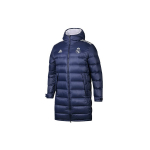 Adidas Real Madrid &Scaron;ilta su gobtuvu vidutinio ilgio pūkinė striukė Žieminė vyri&scaron;ka vir&scaron;utinė apranga Tamsiai mėlyna FQ3317 XL