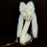 Pūkuota vilko kaukė Vikingų kailinė lapės kaukė Wendigo galvos apdangalas Helovino vilkolakio kostiumas Barbaras Viduramžių Cosplay Kariūnas Renesansas balta